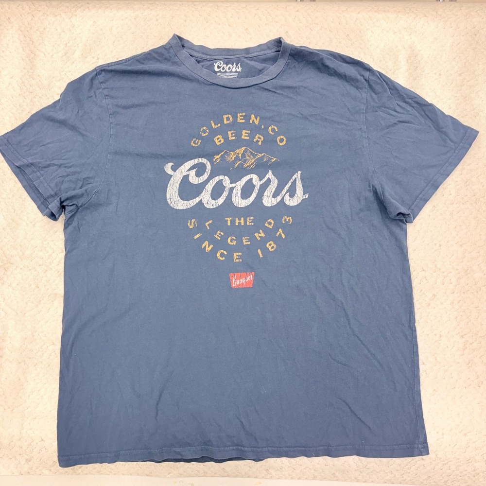Coors Banquet Beer Graphic T-Shirt Mens XL Blue Golden Colorado Cotton Tee